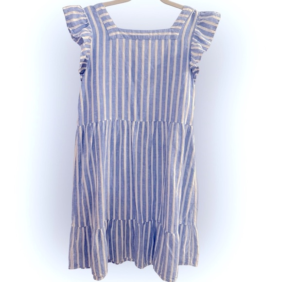 Beachlunchlounge-Women's Flutter Sleeve Button Front Linen Dress-EUC - Picture 12 of 13